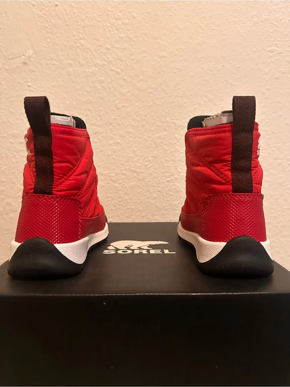 Sorel Kids' Red Quilted Winter Boots with Black Trim